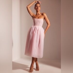 Oh Polly Strapless Pink Dress